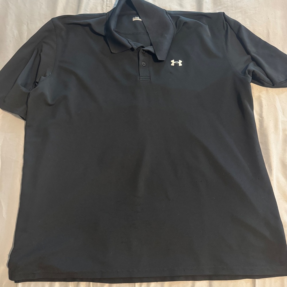 Under Armour Mens XXL Black Performance Golf Polo Shirt Short Sleeve Sportswear